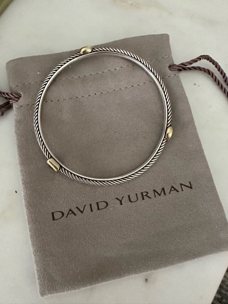 David Yurman Cable Bangle In Silver With Citrine Accents